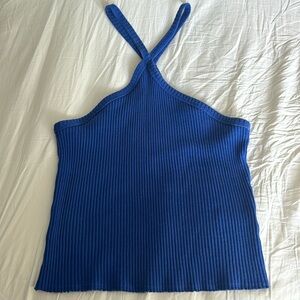 Cross top blue knit tank